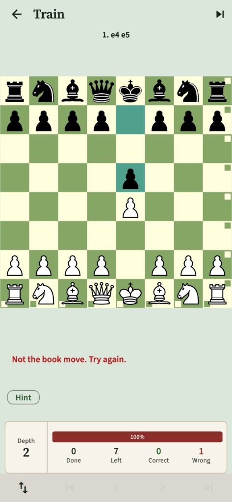 Training: not the book move, try again